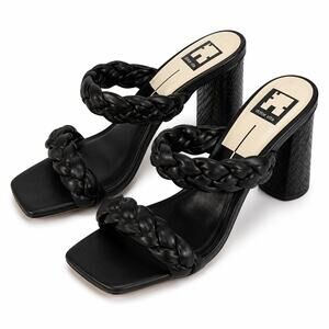Dolce Vita Paily Braided Leather Square Toe Block Heel Mule Sandals Womens 9 NWT